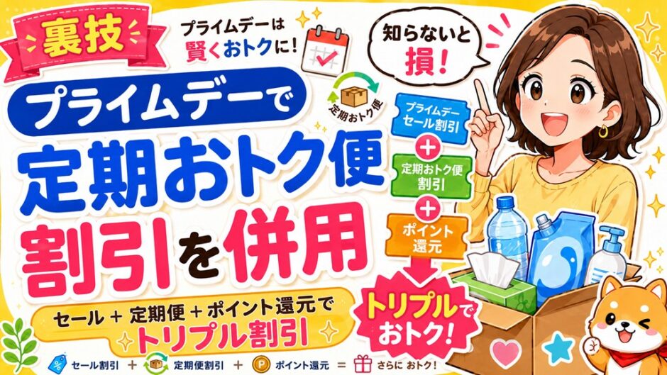 裏技】Amazonプライムデーで定期おトク便の割引を併用する方法